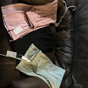 Halara Set of Three Lounge Pants in Pink, Black, and Light Green
